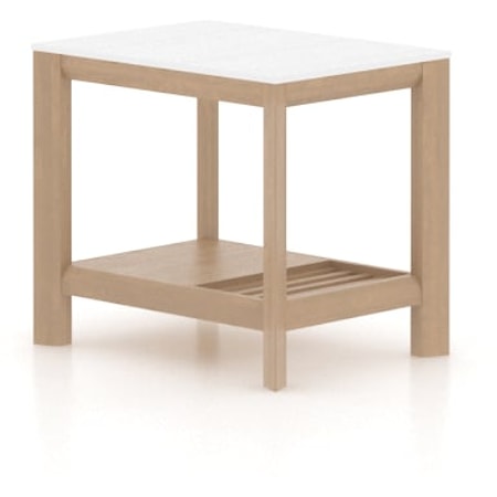 Transitional Fusion Two-Tone Rectangular End Table with Lower Shelf