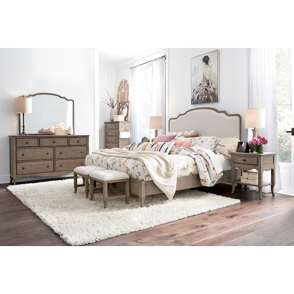 Aspenhome Provence Cal King Upholstered Panel Bed