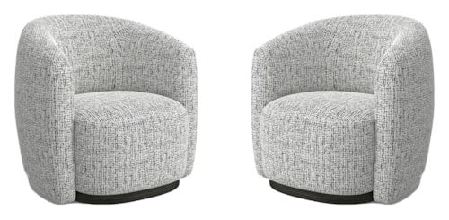 Contemporary Swivel Barrel Chair with Shelter Arms (Set of 2)