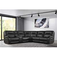 Contemporary 6 Modular Piece Power Reclining Sectional with Power Headrests and Entertainment Console