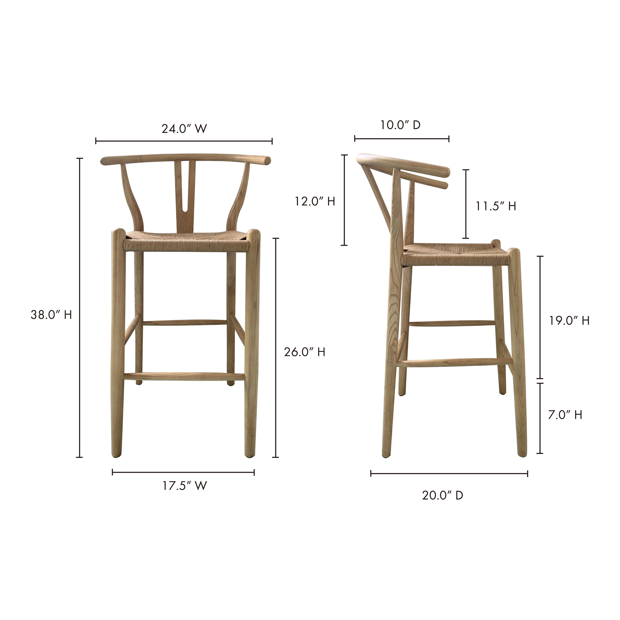 Moe's Home Collection Ventana Ventana Counter Stool Natural