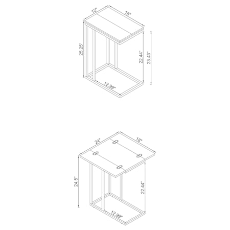 Pedro Expandable C-Shaped Sofa Side Table