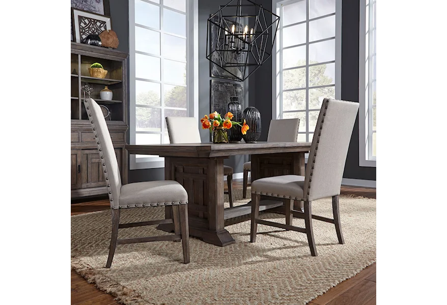 Artisan Prairie 5 Piece Trestle Table Set by Liberty Furniture at VanDrie Home Furnishings