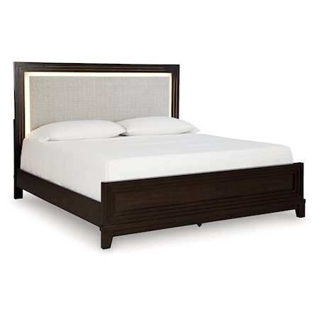 King Upholstered Panel Bed