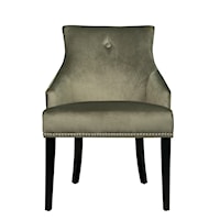 Transitional Nailhead Trimmed Upholstered Dining Chair in Moss Green