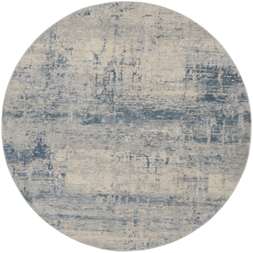 5'3"  Ivory Blue Round Rug
