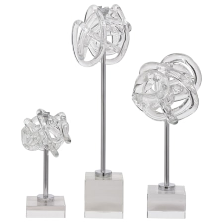 Neuron Glass Table Top Sculptures, S/3