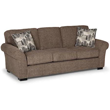 Casual Sofa with Rolled and Flared Arms