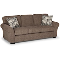 Casual Sofa with Rolled and Flared Arms