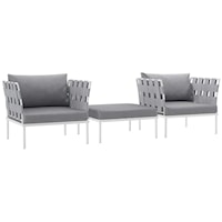 3 Piece Outdoor Patio Aluminum Sectional Sofa Set