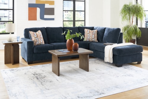 2-Piece Sectional, Occasional Table Set And Lamp
