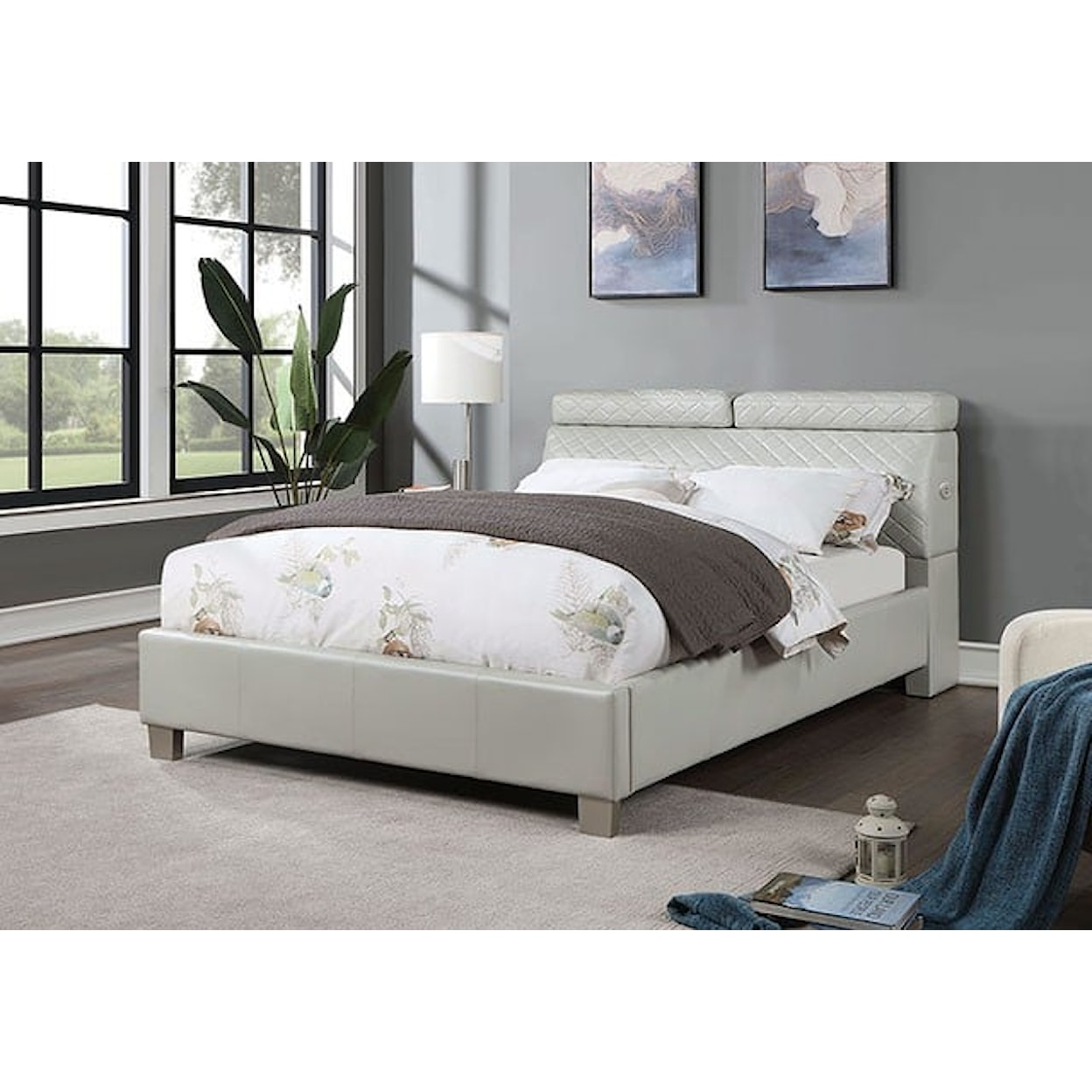 Furniture of America MUTTENZ Light Gray California King Bed