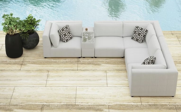 6-pc. Outdoor Sectional w/Speaker &amp; Cooler