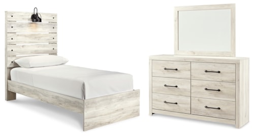 Twin Panel Bed, Dresser And Mirror
