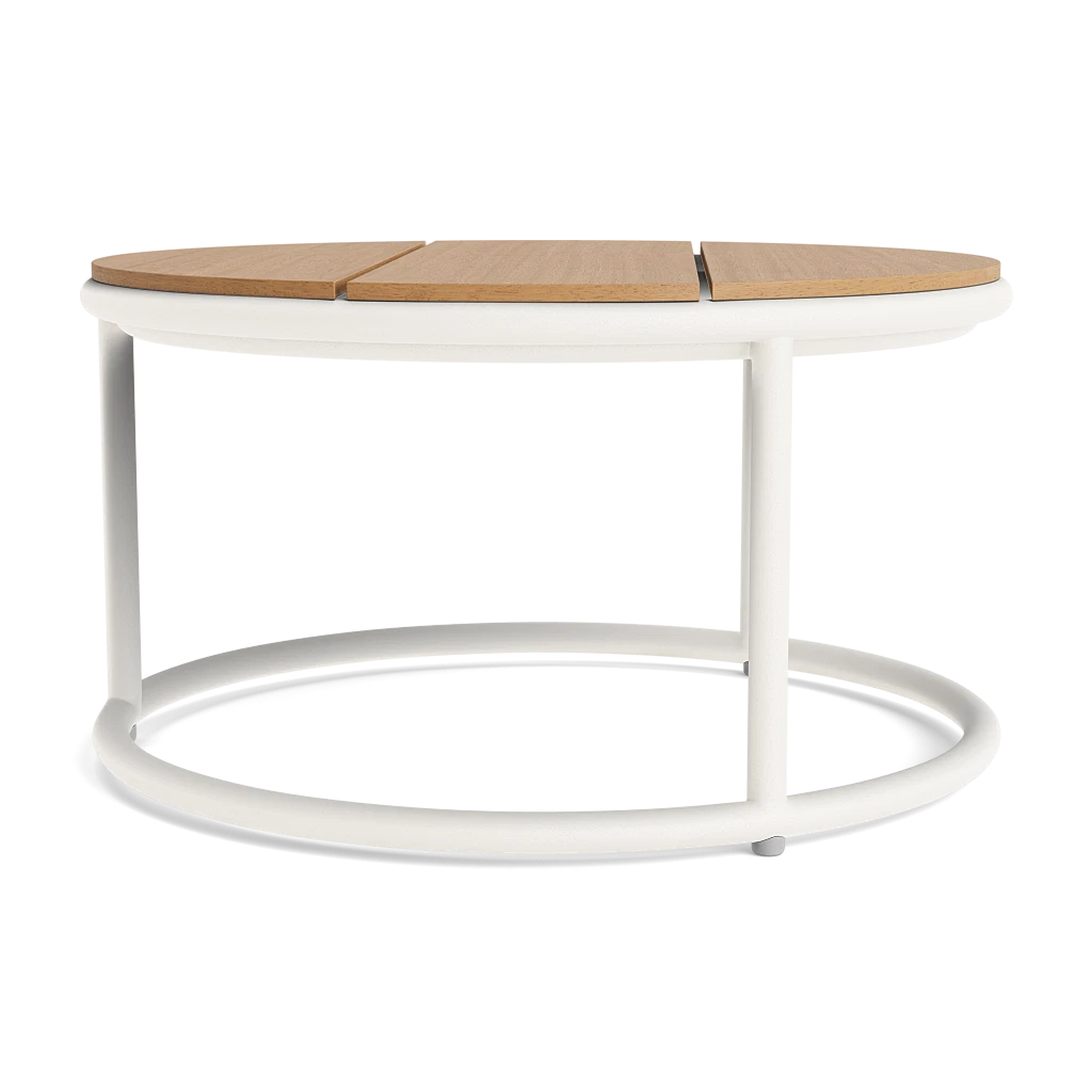 20" Round Aluminum Side Table w/Teak Top