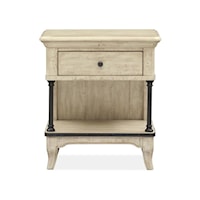 Farmhouse Open Nightstand with USB Charger 