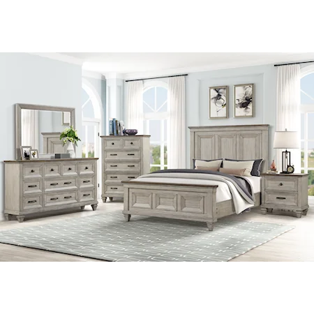 Transitional Queen Panel Bed