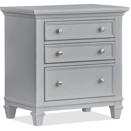 Contemporary 3-Drawer Nightstand with USB Ports