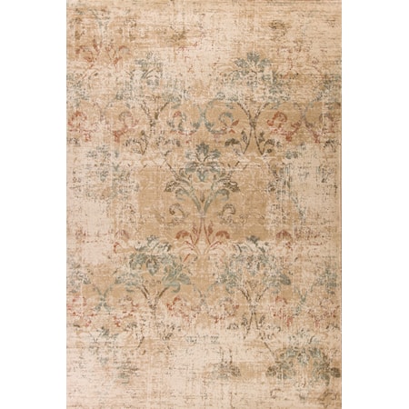 2'2" X 7'11" Champagne Damask Area Rug