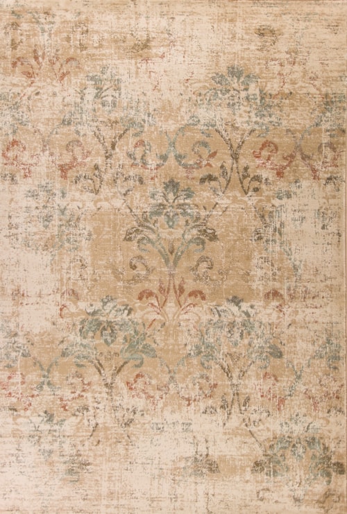 7'7" X 7'7" Champagne Damask Area Rug