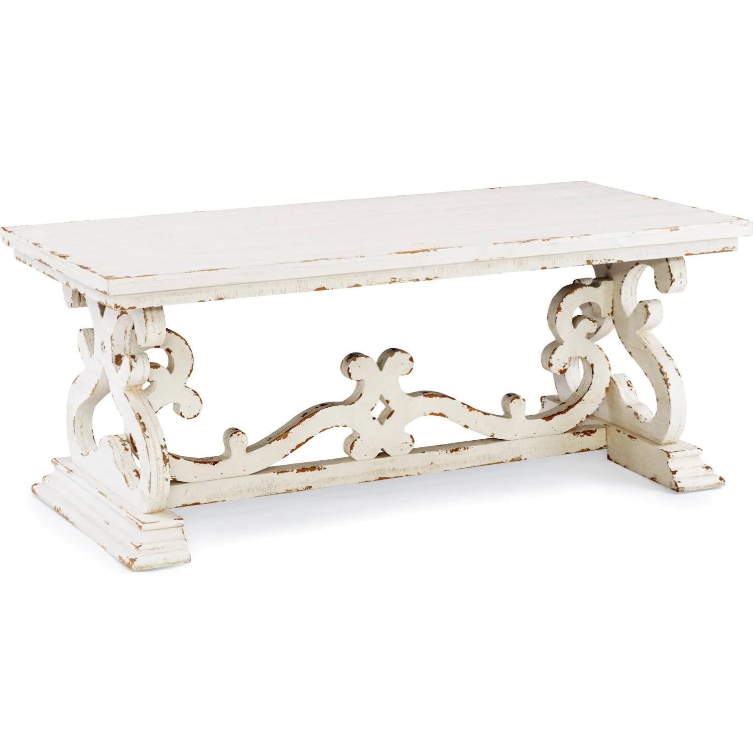 white ornate coffee table