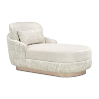 Transitional Upholstered Chaise with Plinth Base