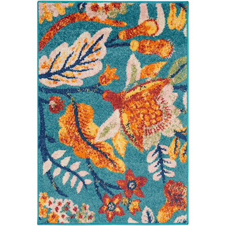 2' x 3' Turquoise Multicolor Rectangle Rug