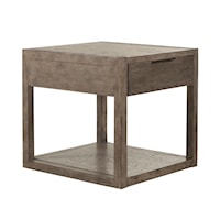 Contemporary End Table with Reeded Texture Drawer Front