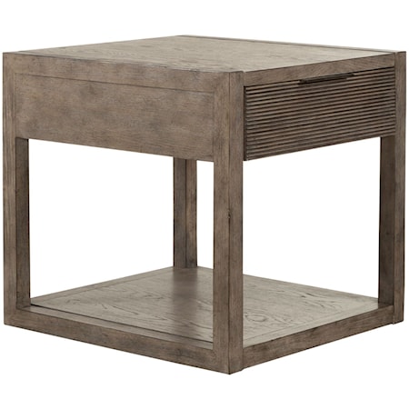 Contemporary End Table with Reeded Texture Drawer Front