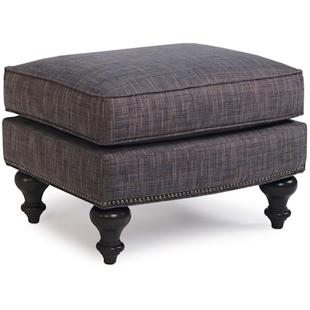 Transitional Accent Ottoman with Tapered Legs