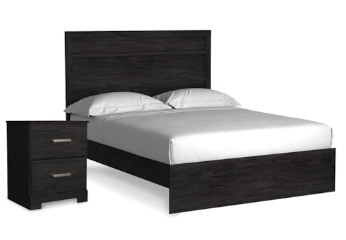 Queen Panel Bed And Nightstand