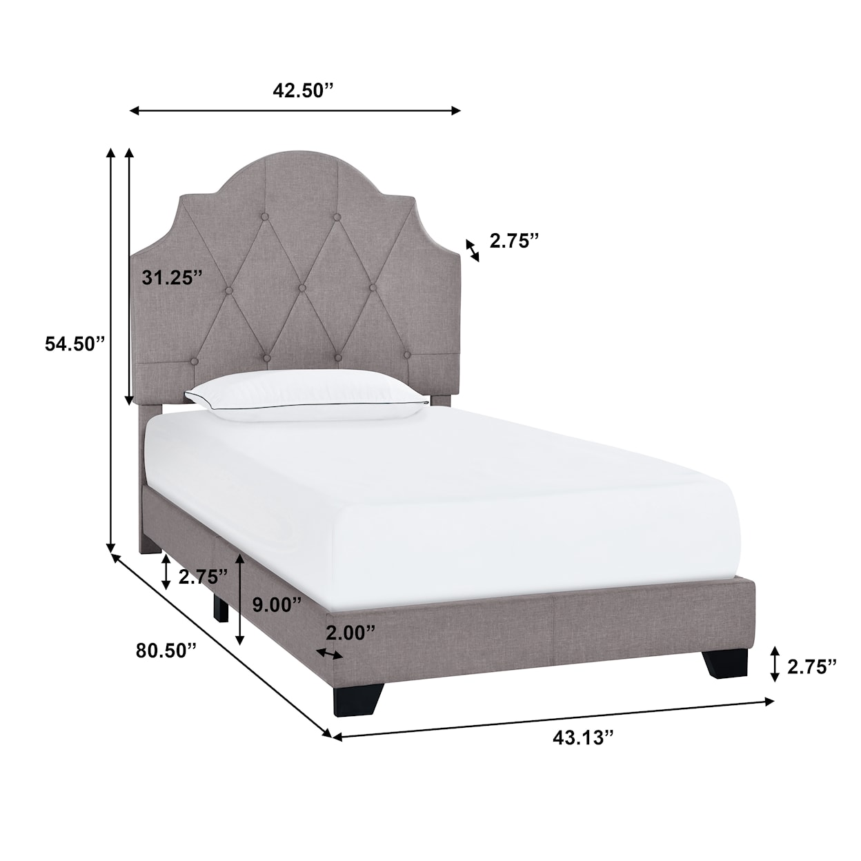 Accentrics Home Fashion Beds Twin Upholstered Bed