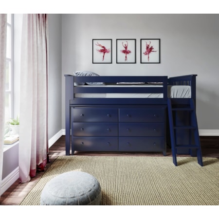 Windsor Youth Low Loft Bed In Blue