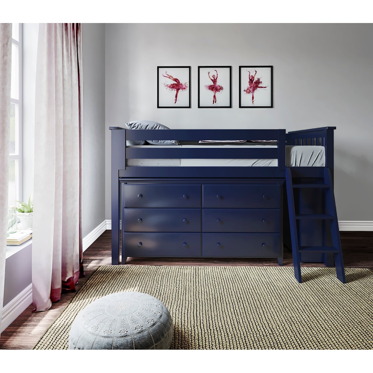 Jackpot Kids Loft Beds Windsor Youth Low Loft Bed In Blue