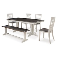 Dining Table, 4 Chairs and Bench