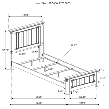 Wood Twin Panel Bed