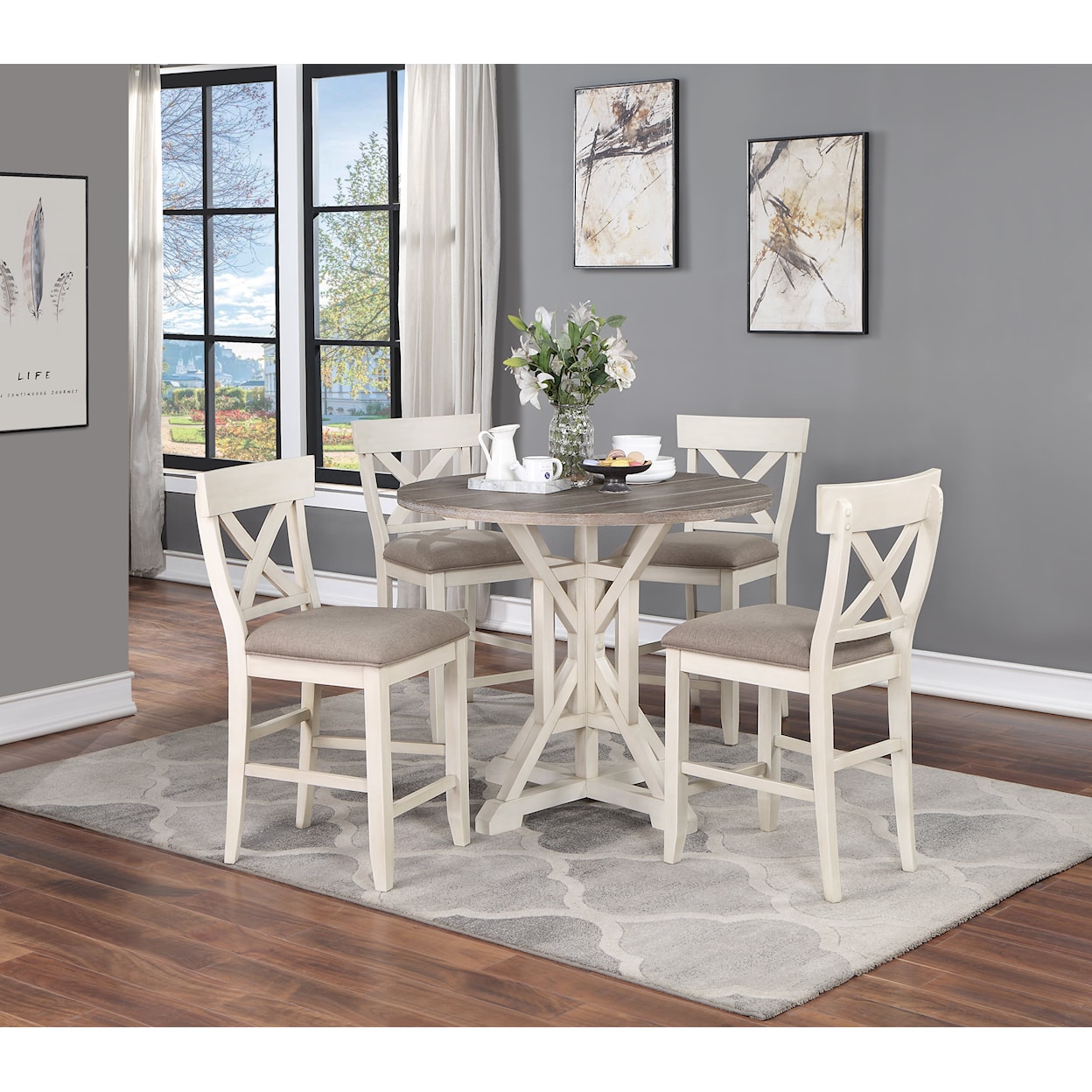 Carolina Accent Bar Harbor II 5-Piece Counter-Height Dining Set