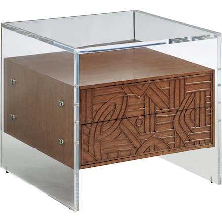Arden Acrylic Lamp Table with 2 Touch Drawers