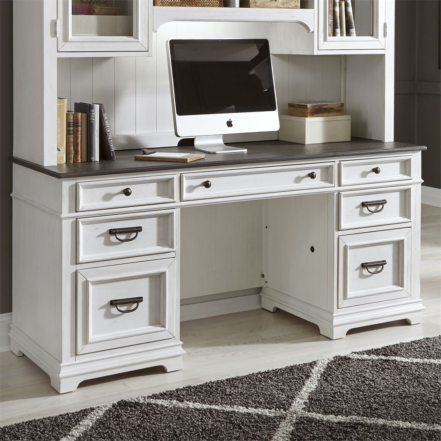 Liberty Furniture Allyson Park Double Pedestal Credenza Desk