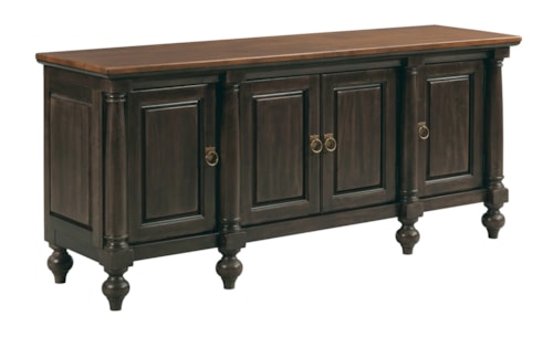 Traditional 4-Door Console with Antique Brass Hardware