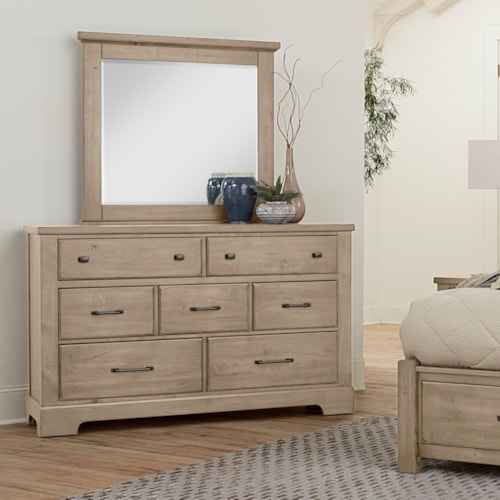 Rustic 7-Drawer Dresser and Mirror Set