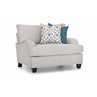 Transitional Chair and a Half with Bold Accent Pillows
