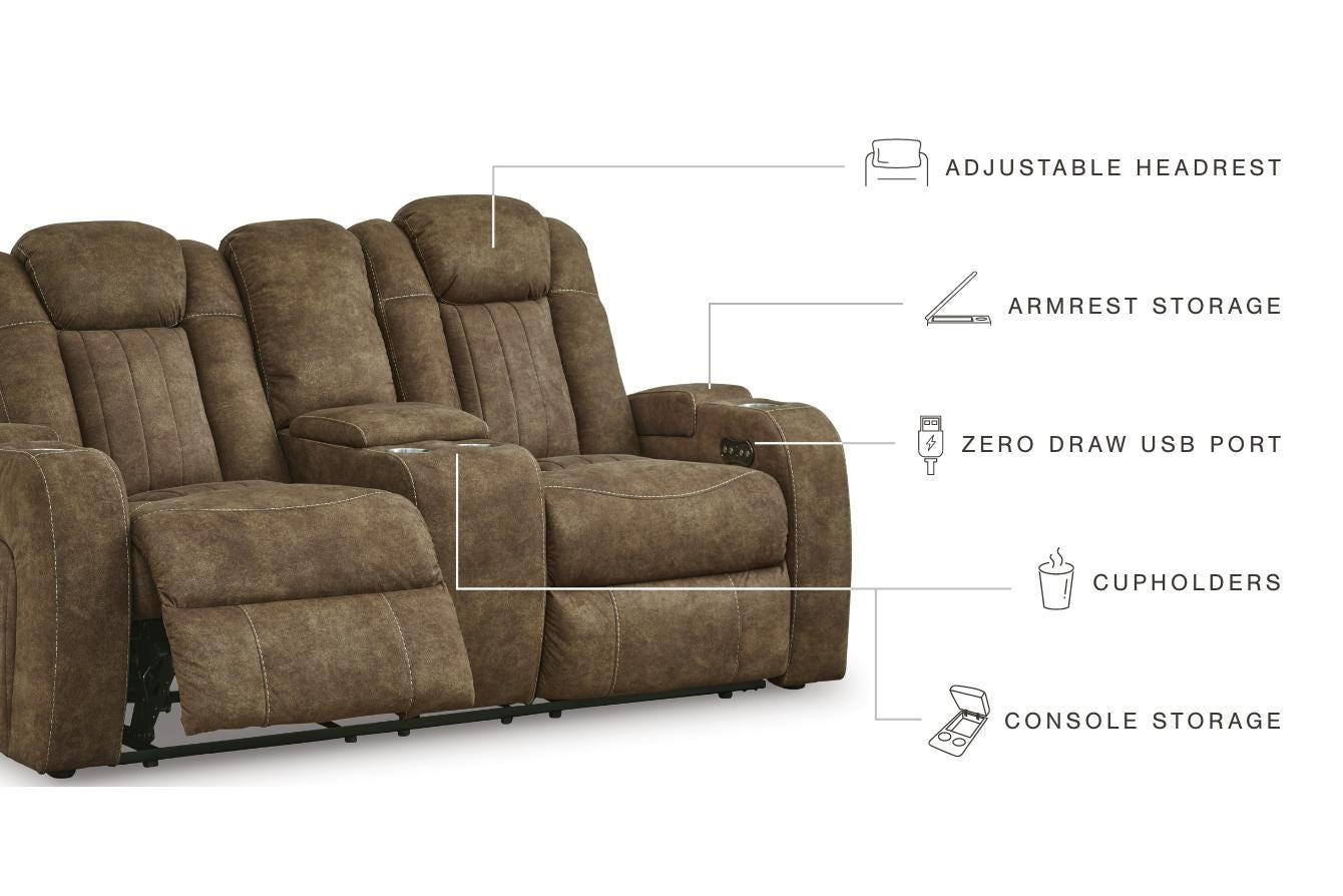 Signature Design by Ashley Wolfridge Pwr Rec Loveseat/con/adj Hdrst