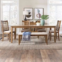 Mission 6-Piece Rectangular Dining Table Set with Upholstered Bench