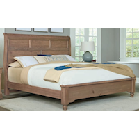 Transitional King Sleigh Bed with Metal Slats