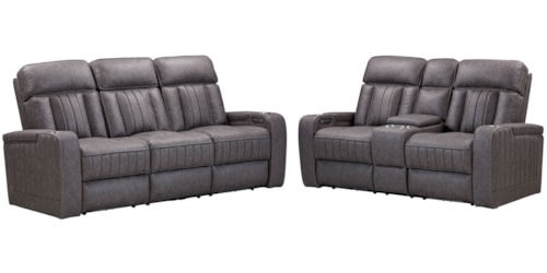 Casual Power Reclining Sofa and Loveseat Set with Power Headrests