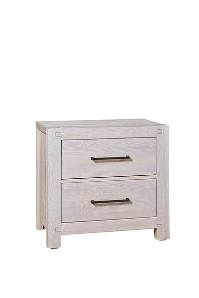 Transitional 2-Drawer Nightstand with Metal Bar Hardware