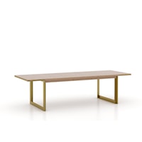 Contemporary Dining Table with Gold Metal Base and Self-Storing Leaf