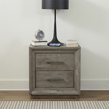 2-Drawer Nightstand with Charging Station