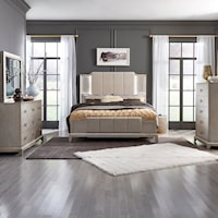 Contemporary Glam 4-Piece King Bedroom Set with LED Lighting